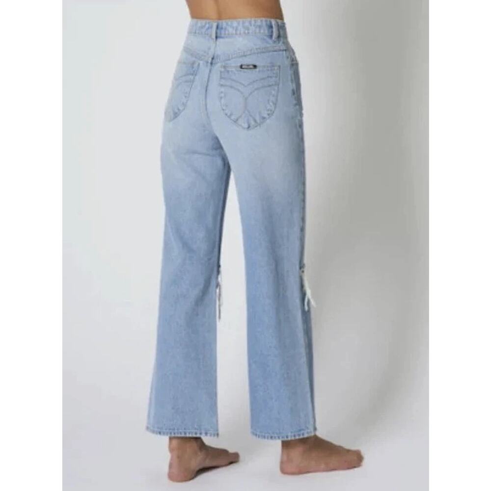 NWT Rollas Heidi Ankle Old Stone Jeans Blue Denim Distressed High Rise Size 30 - Picture 13 of 16